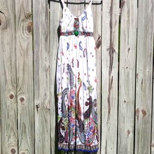 *Vasna Desire Beaded Paisley Empire Waist Maxi Dress M